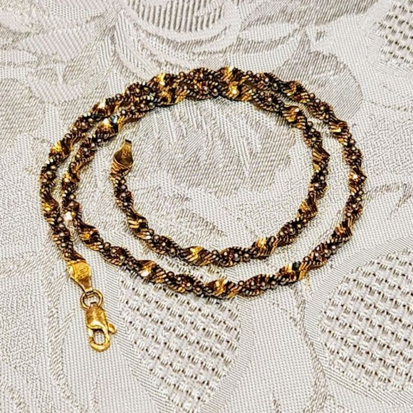 925 VTG 16" double chain.Italian Gold tone w/ silver pearls. Choker / necklace - Picture 11 of 12